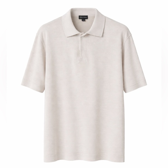 Zegna Beige Cotton Textured Polo Shirt